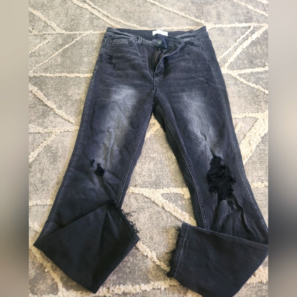 Vervet Women's Distressed Black Denim Jeans